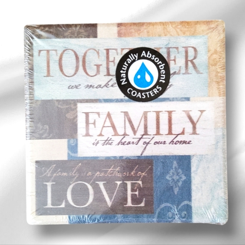 🔥Sous- Verre Together Family Love Coasters(set of 4) Teal🔥